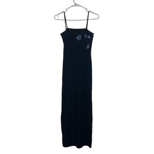 Vintage 90s glitter butterfly black velour maxi dress size small whimsigoth